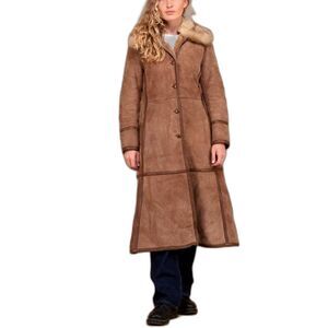 MONNALISA brown long sherling style coat
